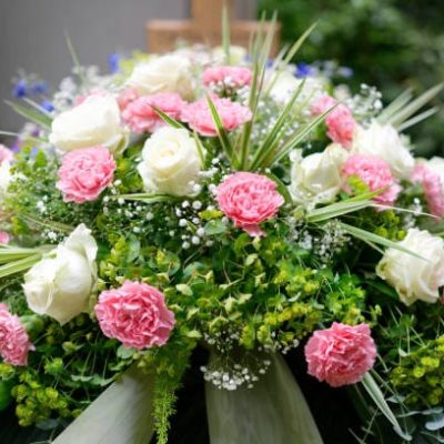 pastel funeral flowers 